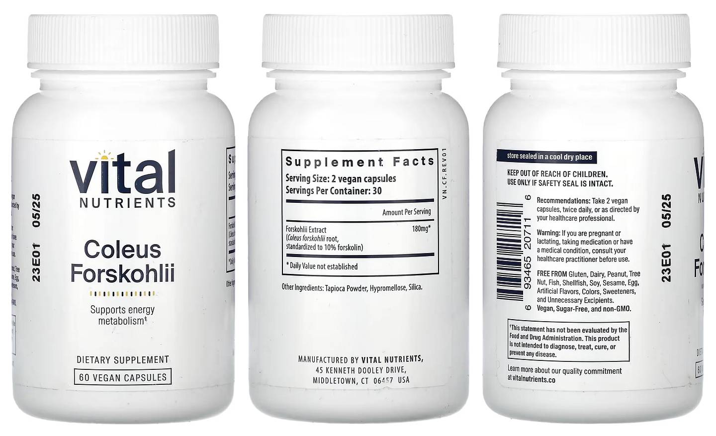 Vital Nutrients, Coleus Forskohlii packaging