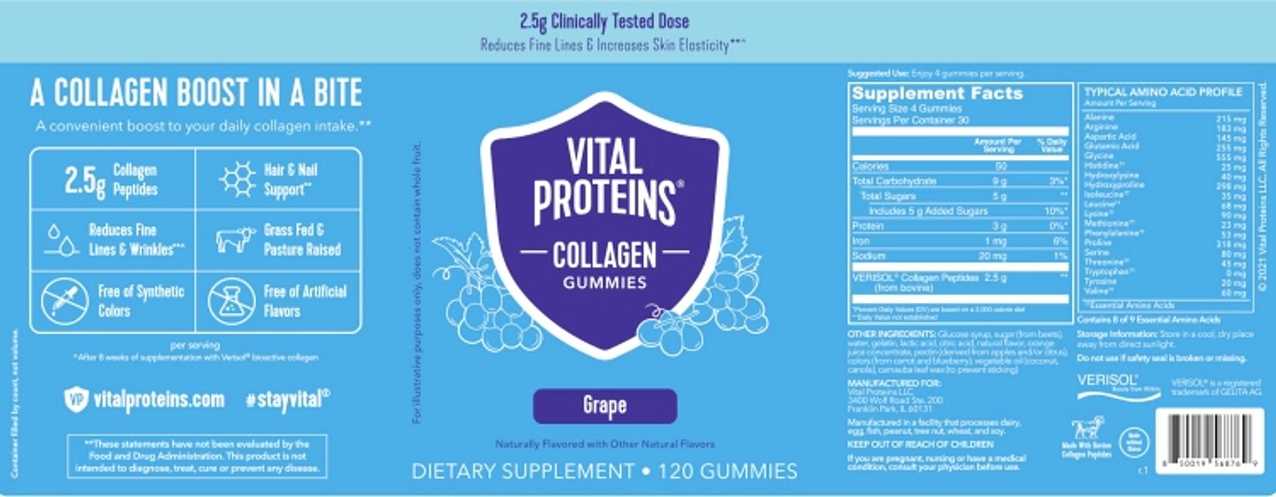 Vital Proteins, Collagen Gummies, Grape label