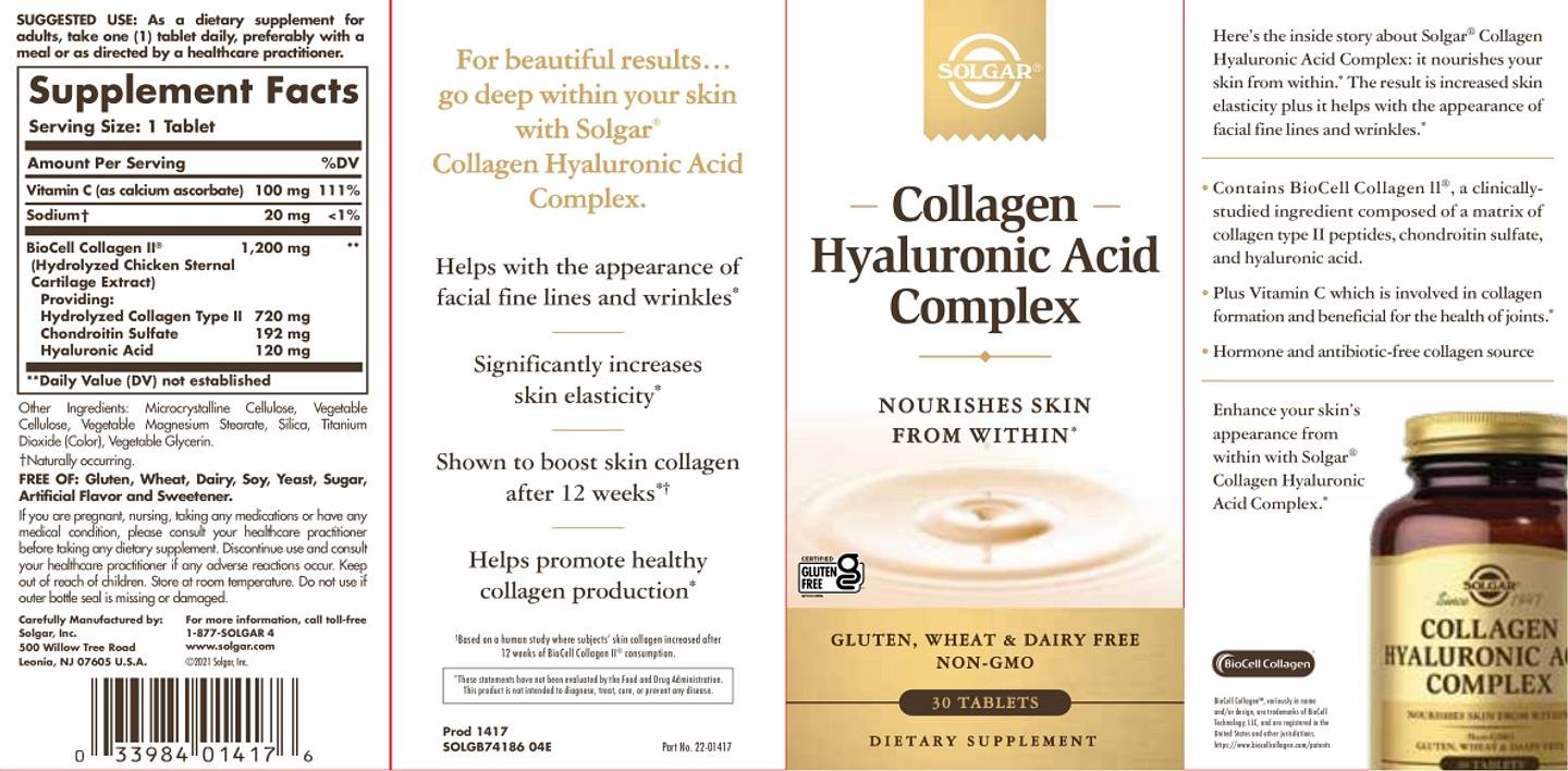 Solgar, Collagen Hyaluronic Acid Complex label