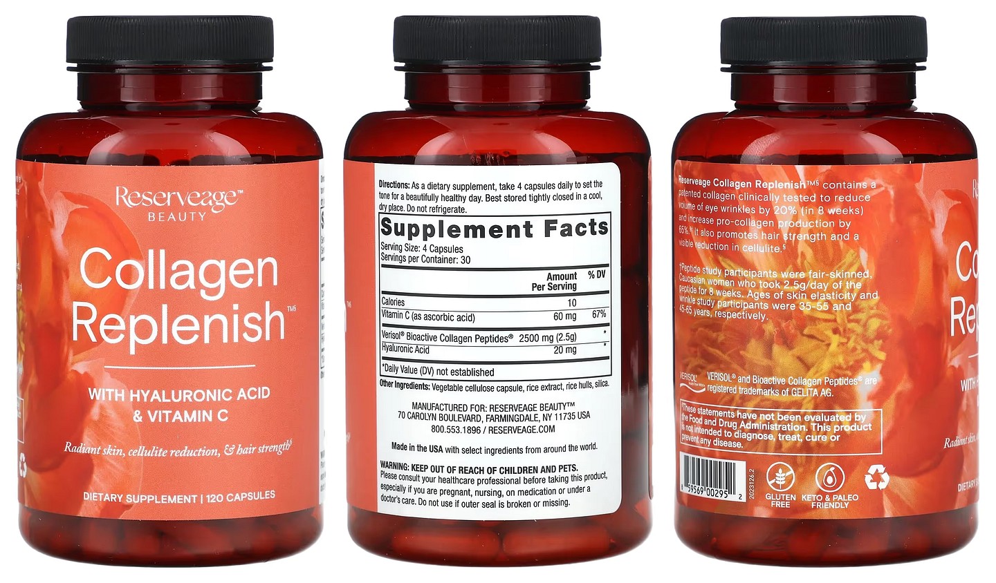 Reserveage Nutrition, Collagen Replenish packaging