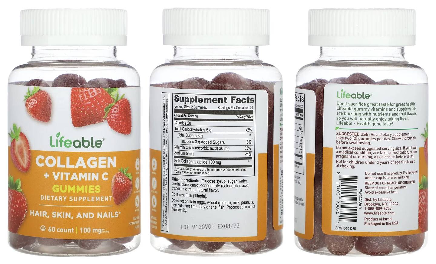 Lifeable, Collagen + Vitamin C Gummies packaging