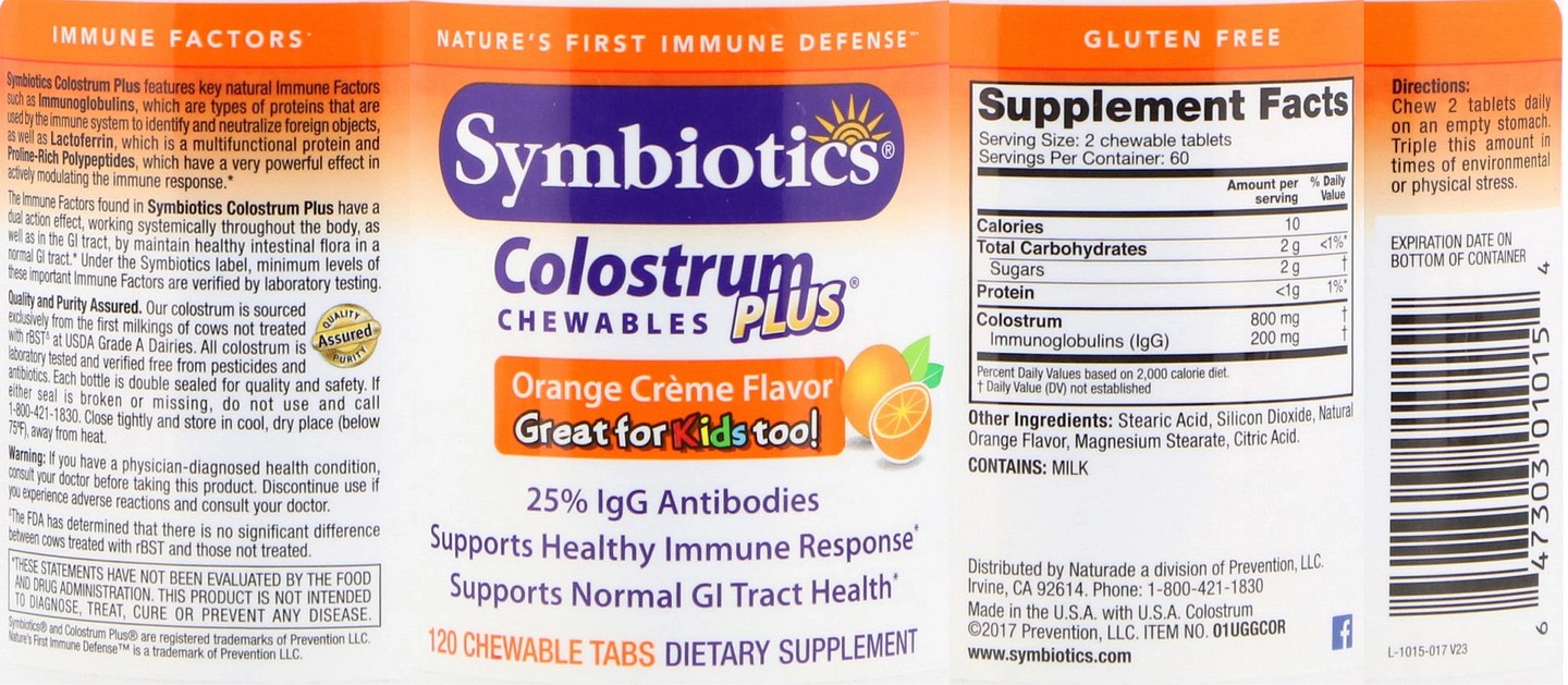 Symbiotics, Colostrum Plus, Orange Creme label