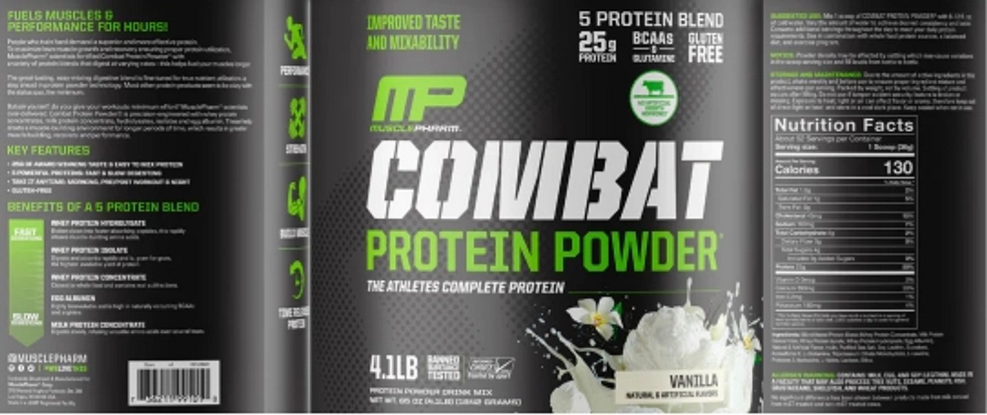 MusclePharm, Combat Protein Powder, Vanilla label