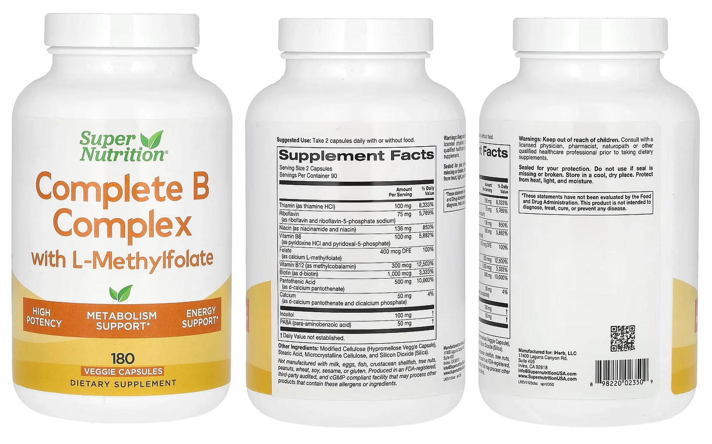 Super Nutrition, Complete B Complex with L-Methylfolate packaging