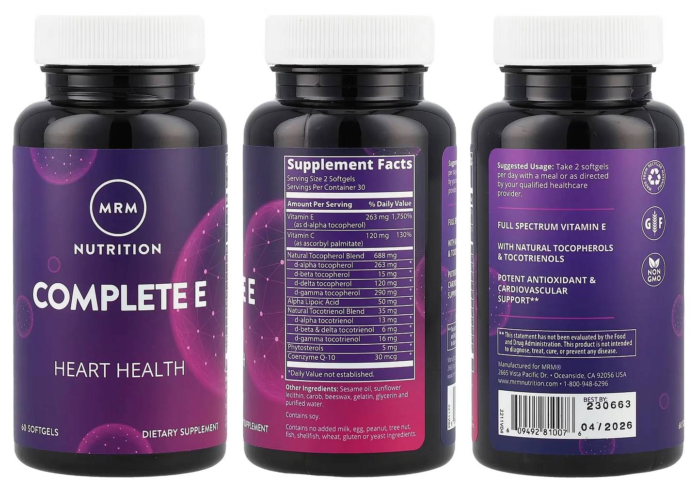 MRM Nutrition, Complete E packaging