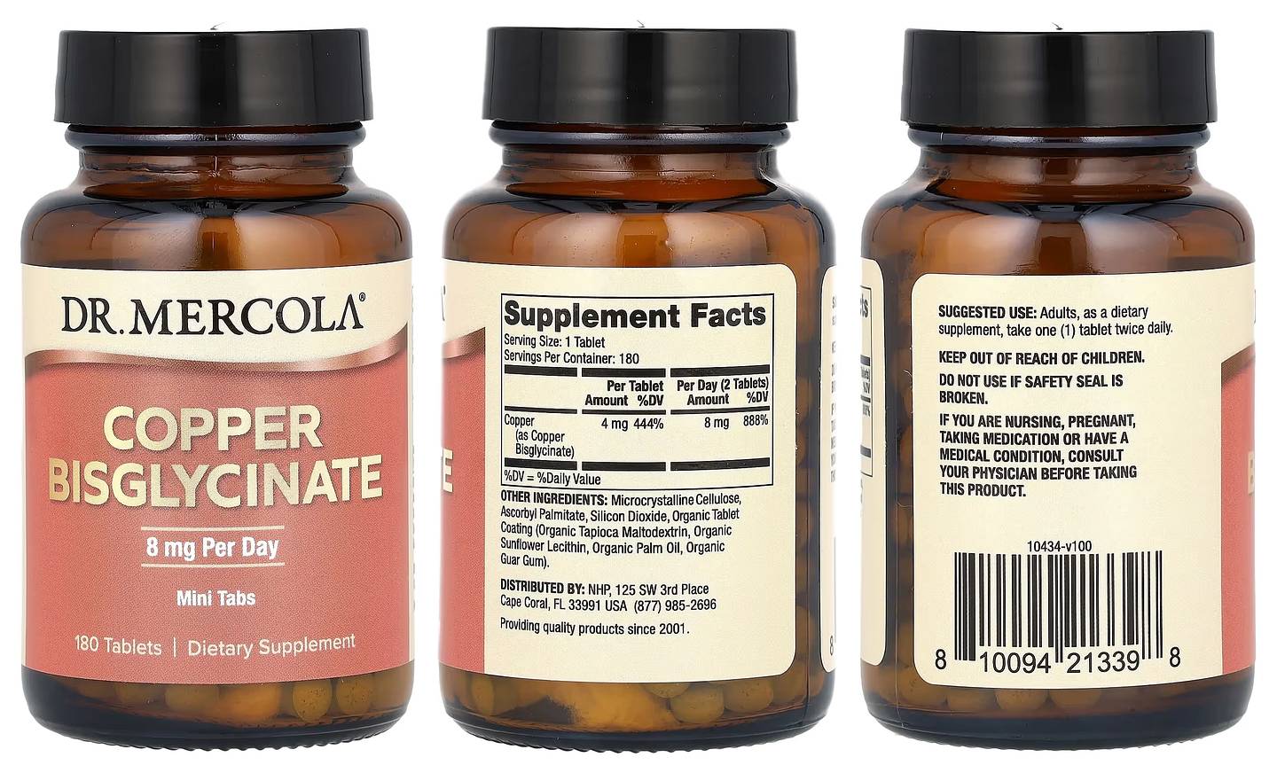 Dr. Mercola, Copper Bisglycinate packaging