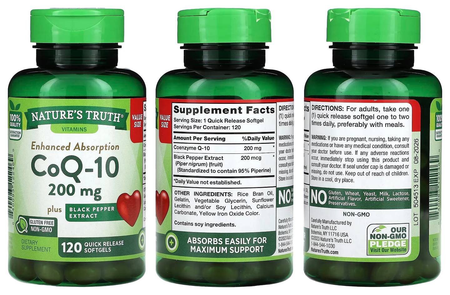 Nature's Truth, CoQ-10 Plus Black Pepper Extract packaging