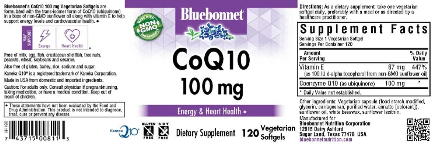 Bluebonnet Nutrition, CoQ10 label