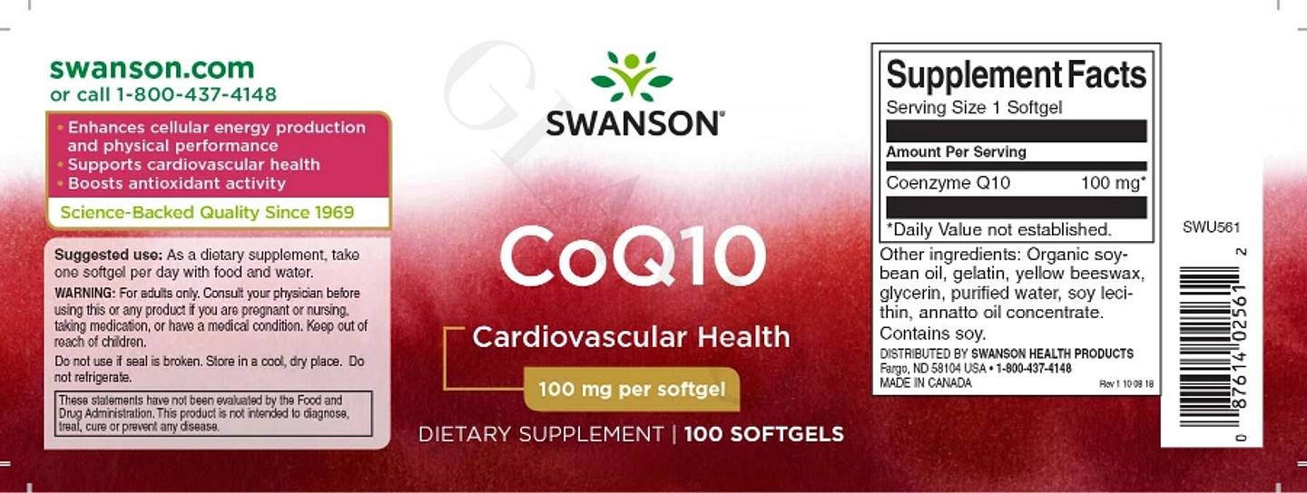 Swanson, CoQ10 label