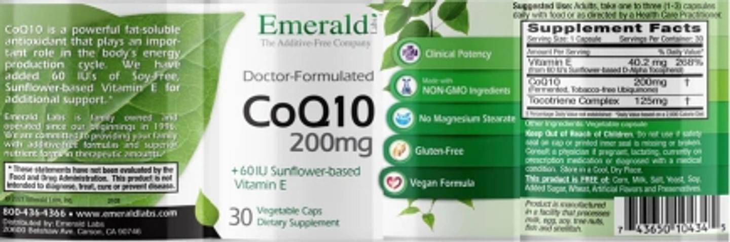 Emerald Laboratories, CoQ10 label