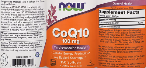 NOW Foods, CoQ10 label