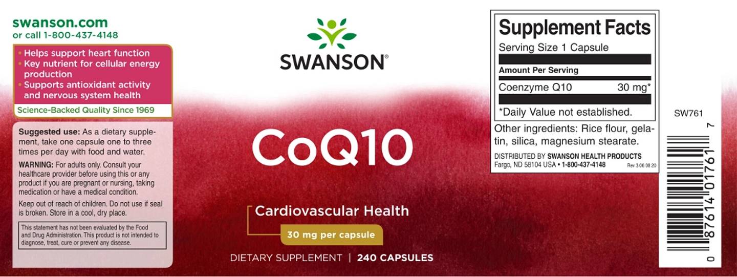 Swanson, CoQ10 label