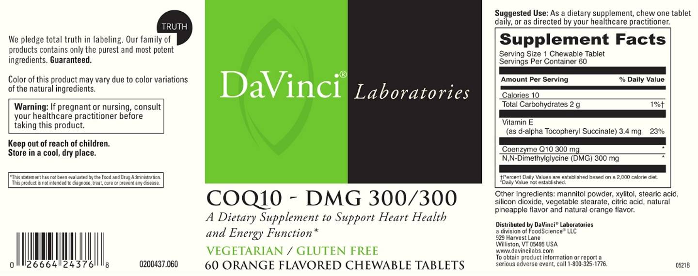 DaVinci Laboratories of Vermont, CoQ10-DMG label