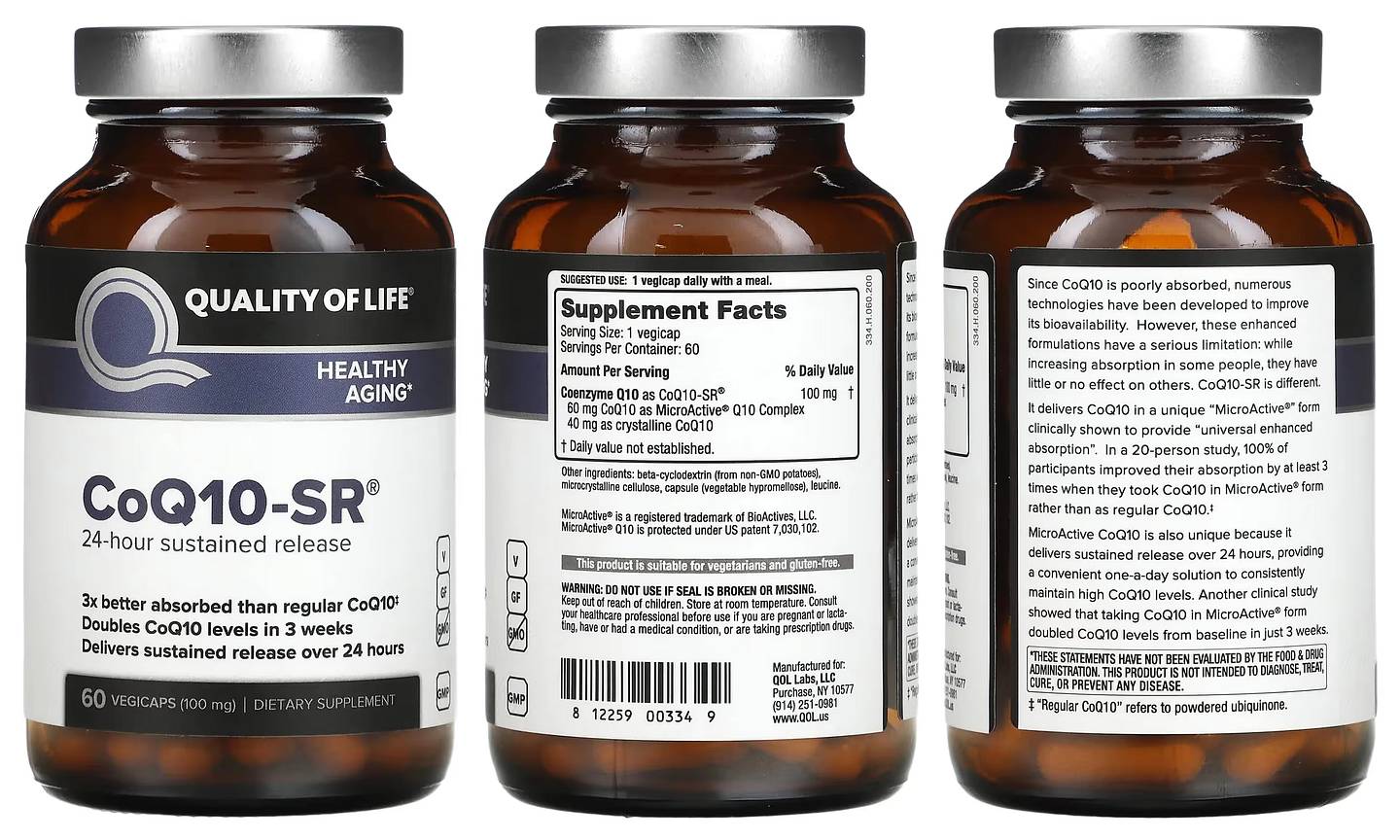Quality of Life Labs, CoQ10-SR packaging