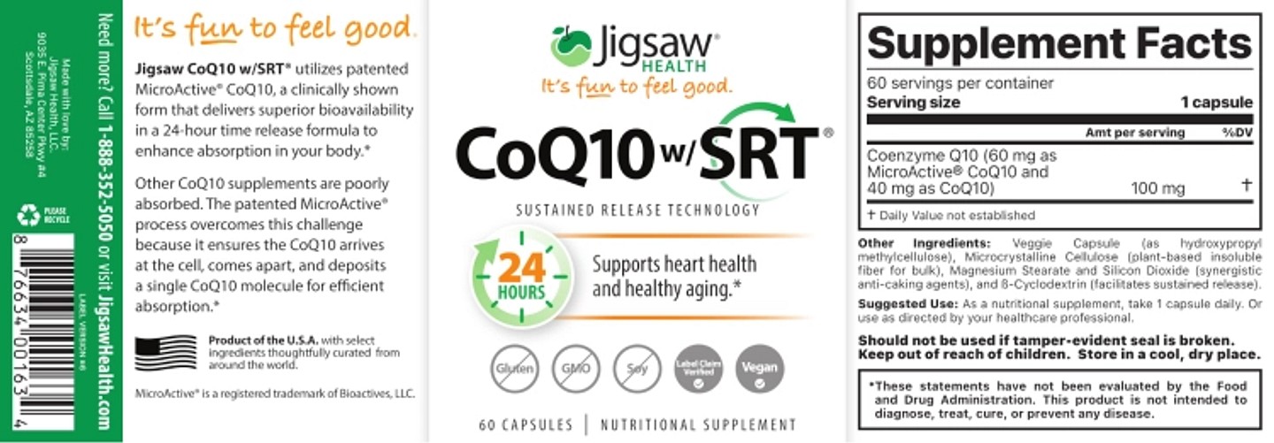 Jigsaw Health, CoQ10 w/ SRT label