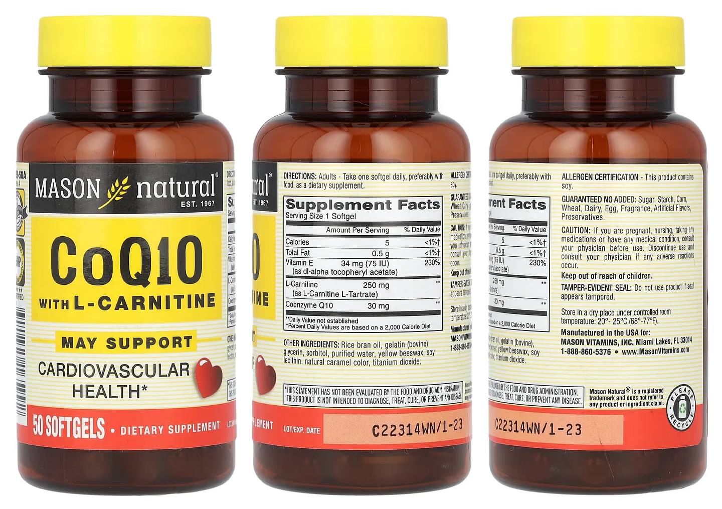 Mason Natural, CoQ10 with L-Carnitine packaging