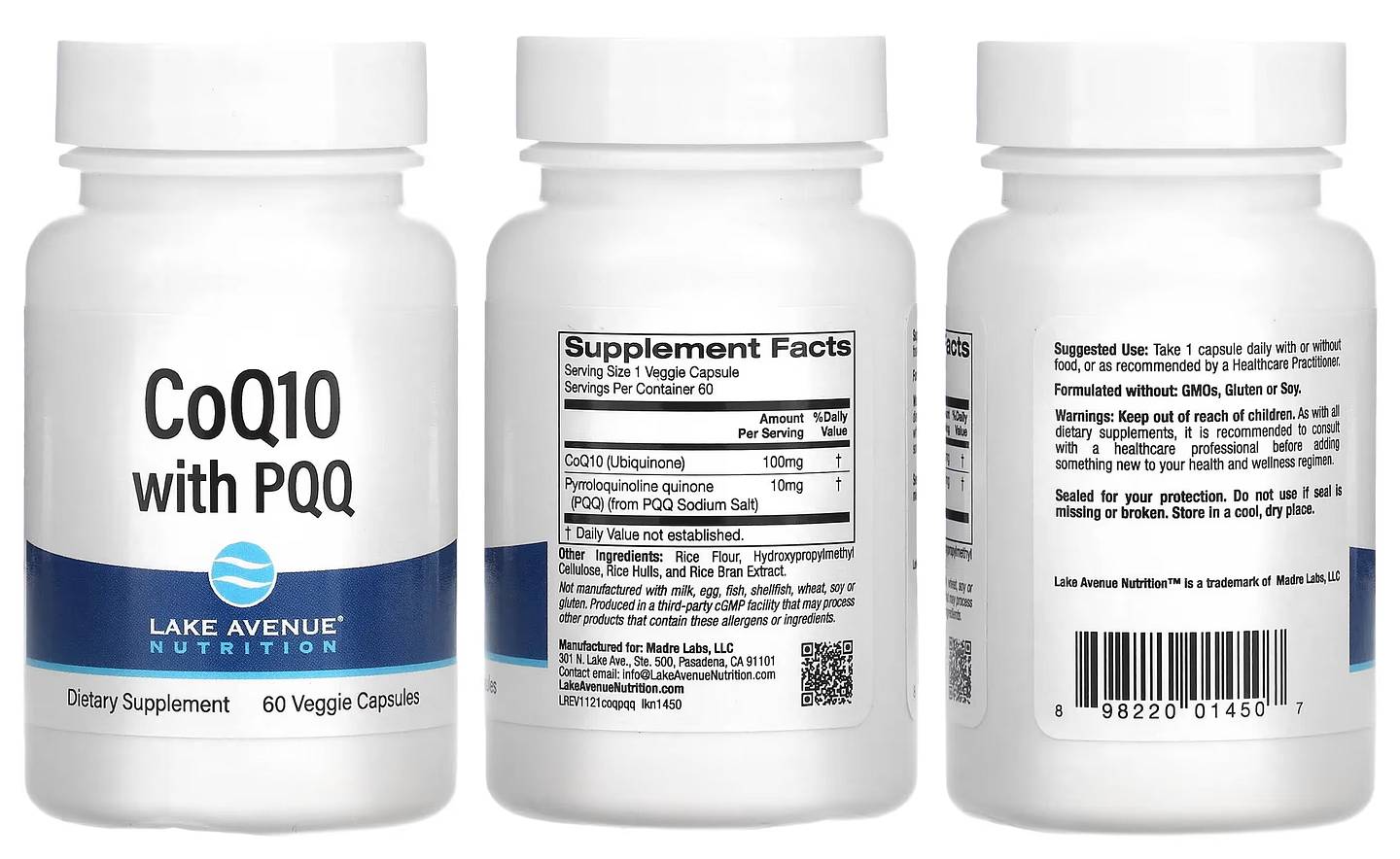 Lake Avenue Nutrition, CoQ10 with PQQ packaging