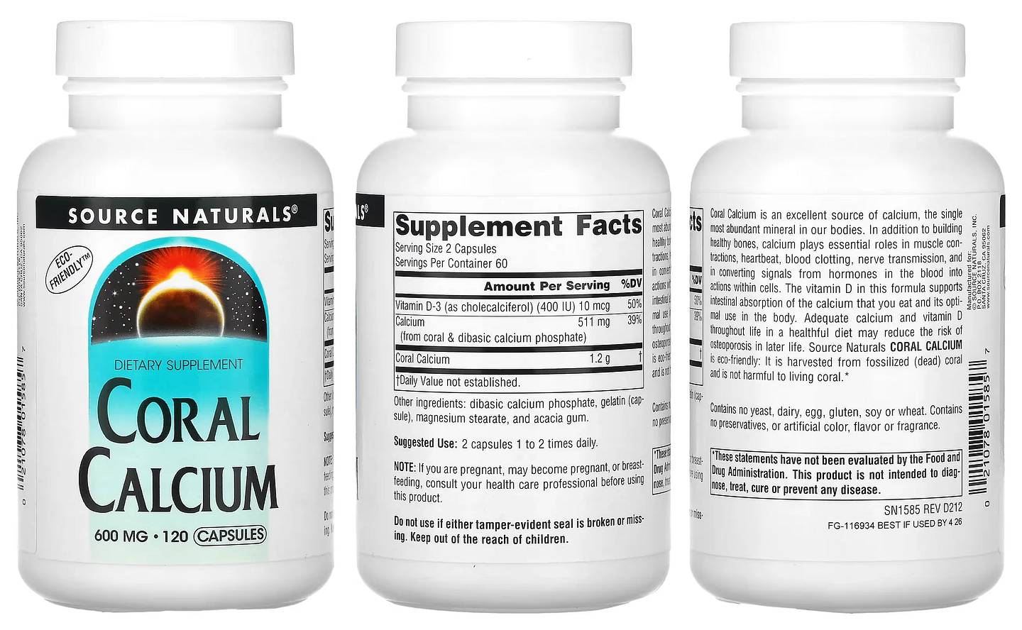 Source Naturals, Coral Calcium packaging