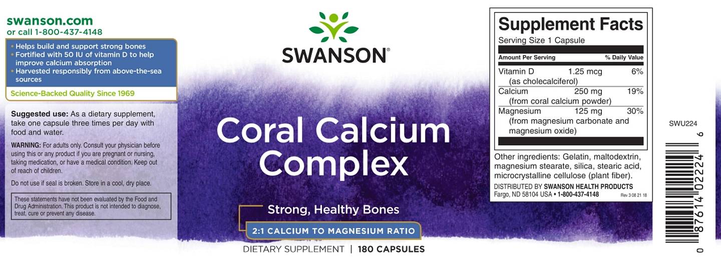 Swanson, Coral Calcium Complex label