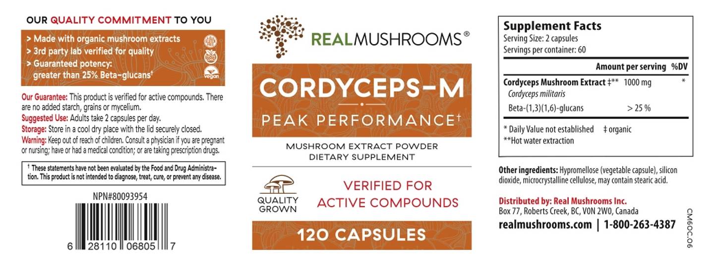 Real Mushrooms, Cordycep-M label