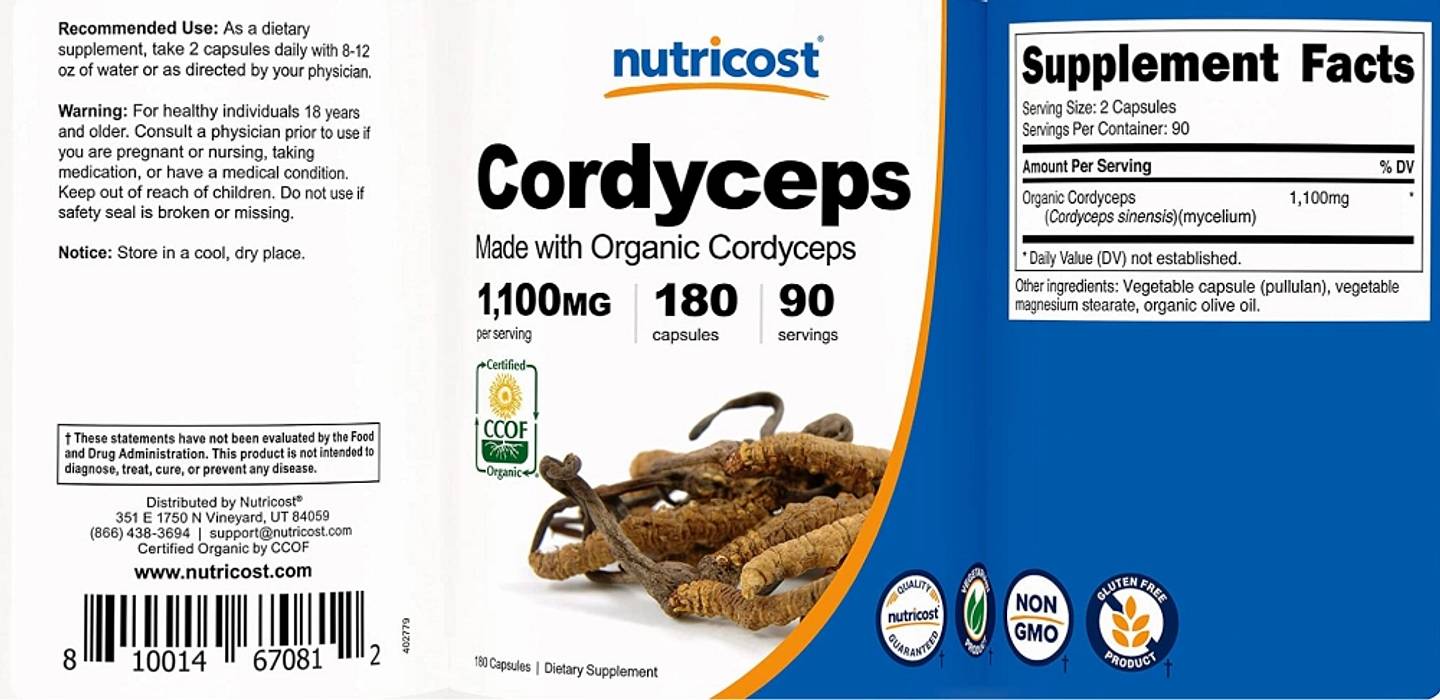 Nutricost, Cordyceps Mushroom label