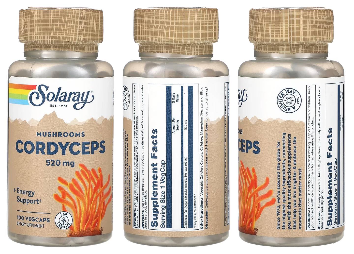 Solaray, Cordyceps Mushrooms packaging