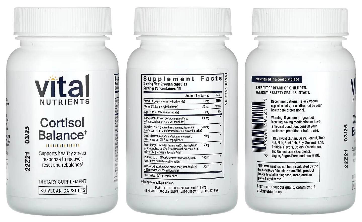 Vital Nutrients, Cortisol Balance packaging