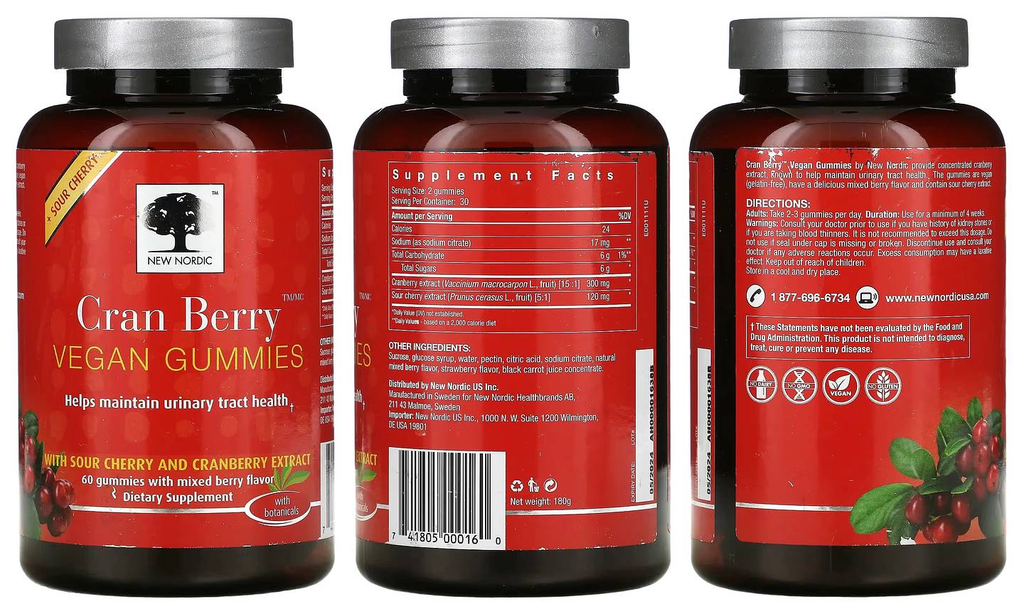 New Nordic, Cran Berry Vegan Gummies packaging