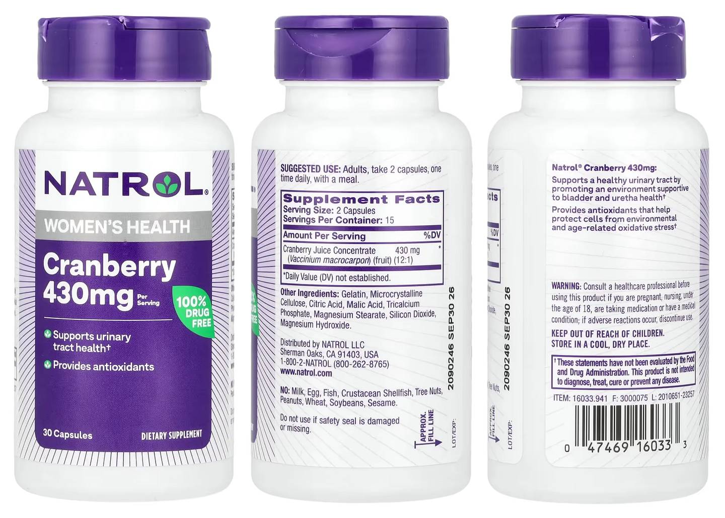 Natrol, Cranberry packaging