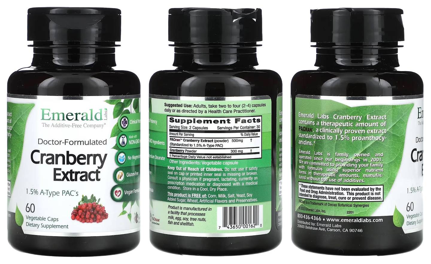 Emerald Laboratories, Cranberry Extract packaging