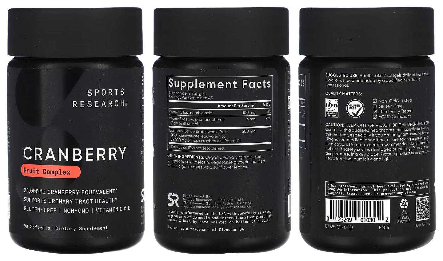 Sports Research, Cranberry Fruit Complex packaging