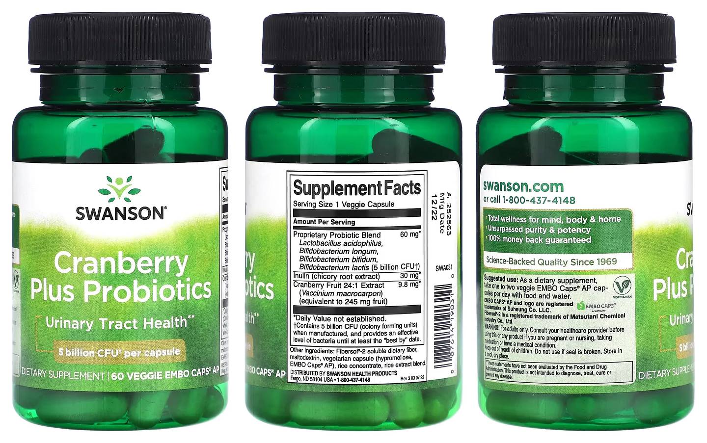 Swanson, Cranberry Plus Probiotics packaging