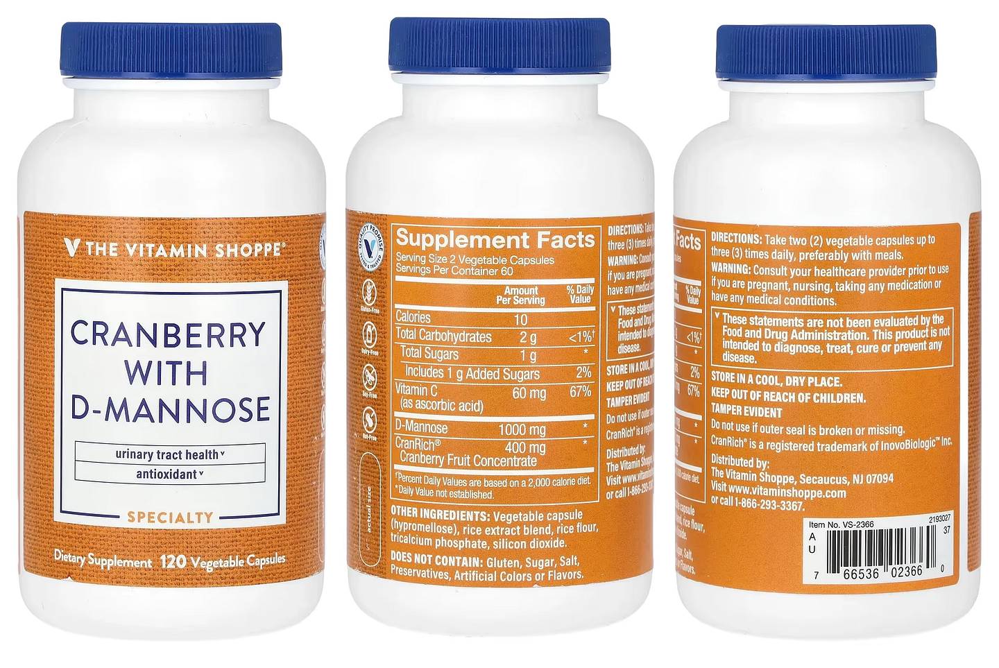 The Vitamin Shoppe, Cranberry With D-Mannose packaging