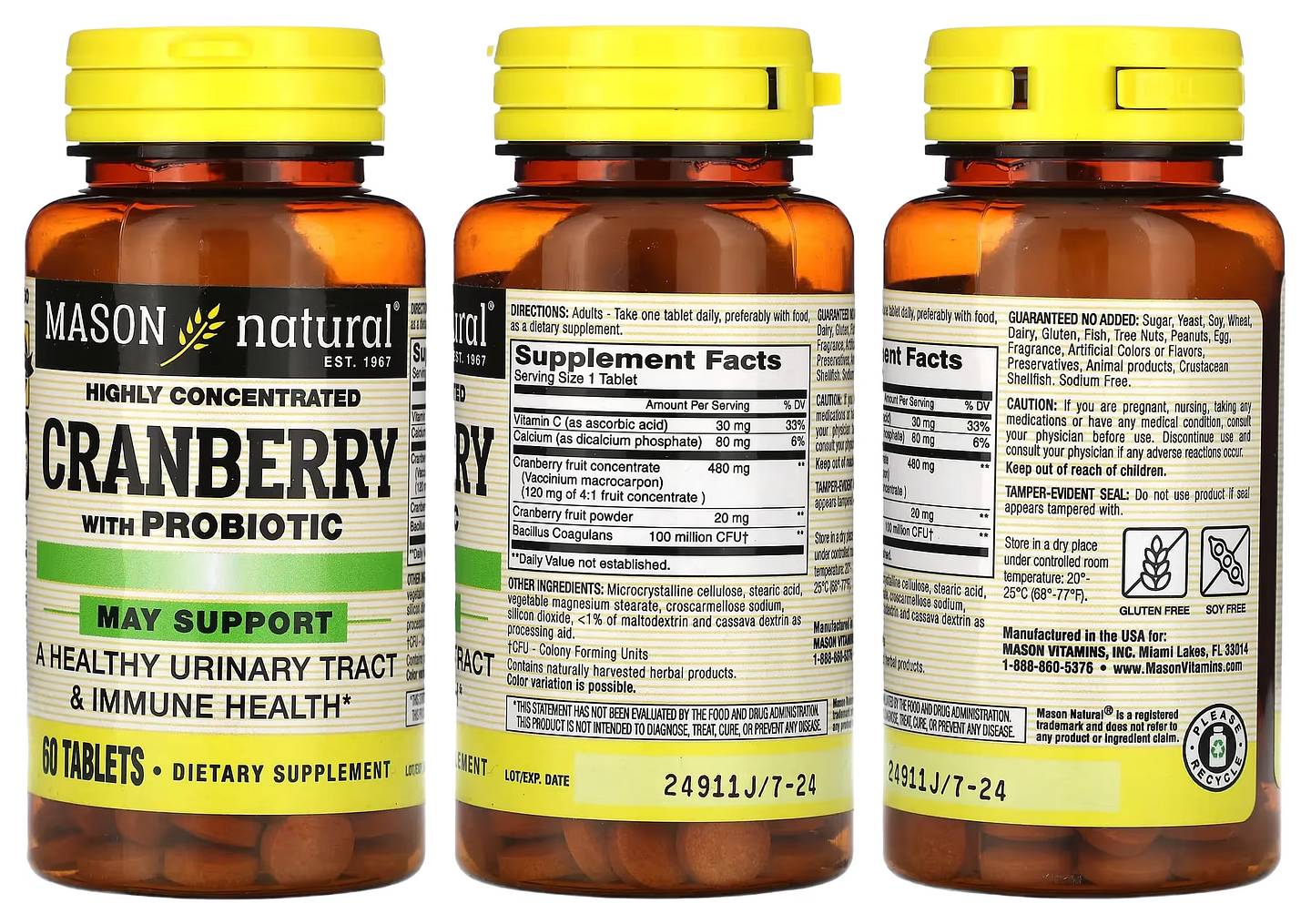 Mason Natural, Cranberry with Probiotic packaging