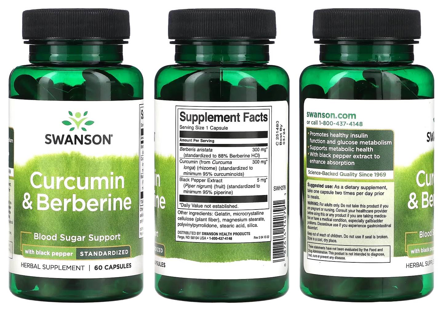 Swanson, Curcumin & Berberine with Black Pepper packaging