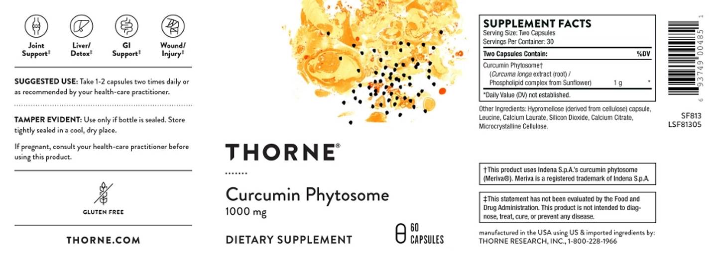 Thorne, Curcumin Phytosome label