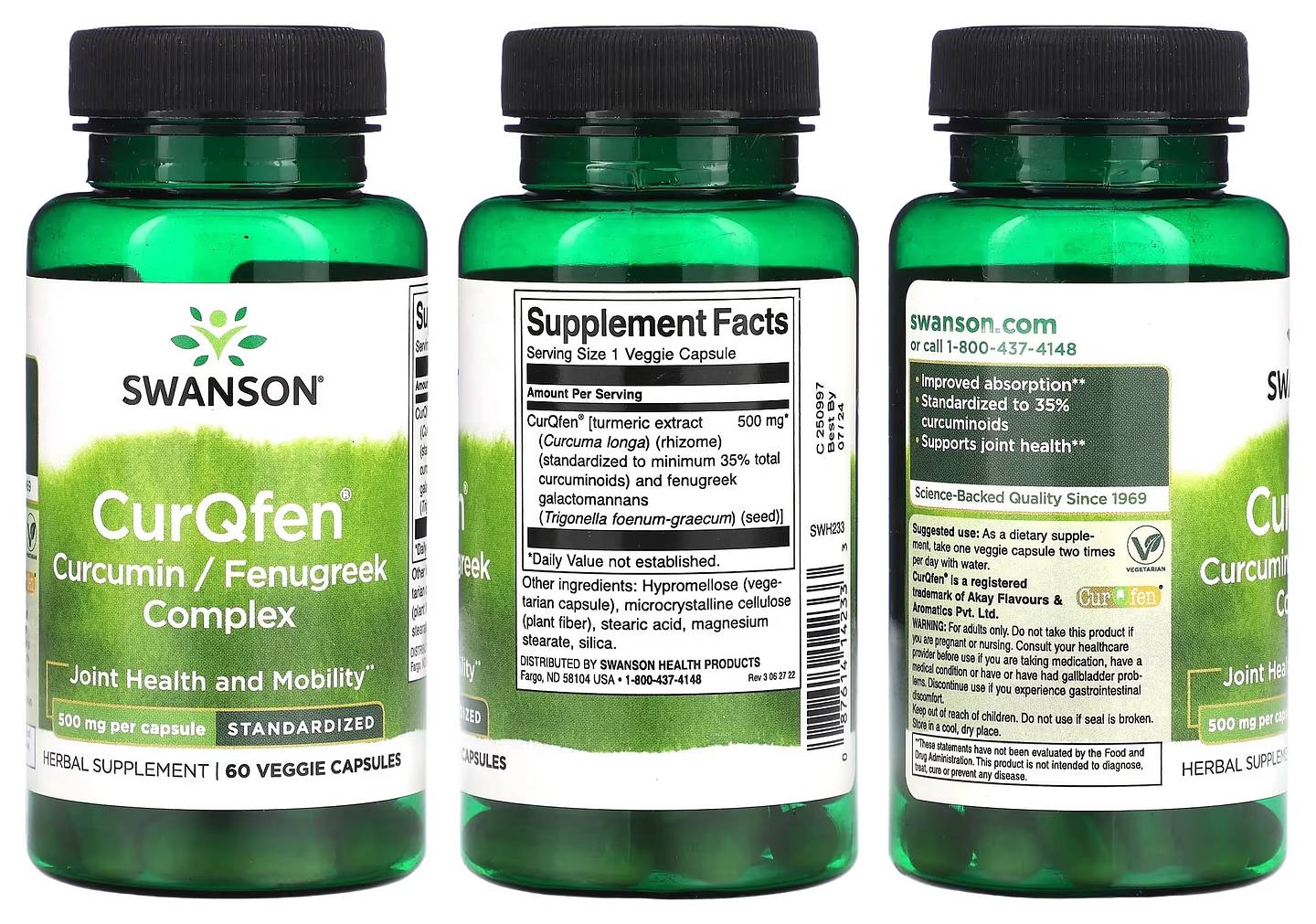 Swanson, CurQfen Curcumin/Fenugreek Complex packaging