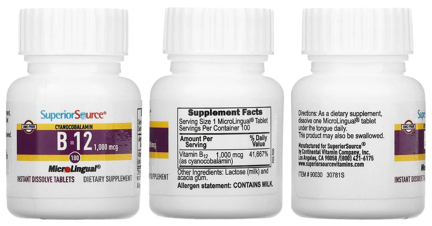 Superior Source, Cyanocobalamin B12 packaging