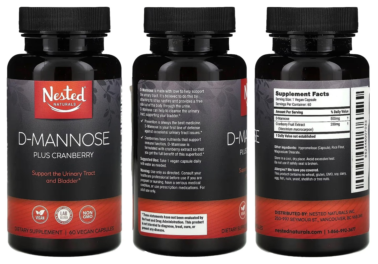 Nested Naturals, D-Mannose Plus Cranberry packaging
