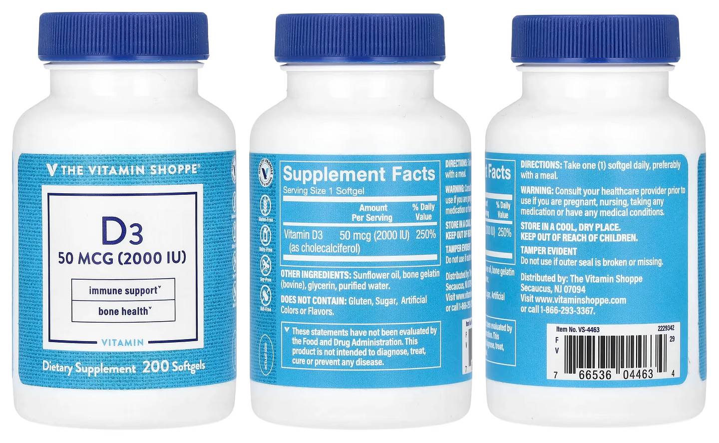 The Vitamin Shoppe, D3 packaging