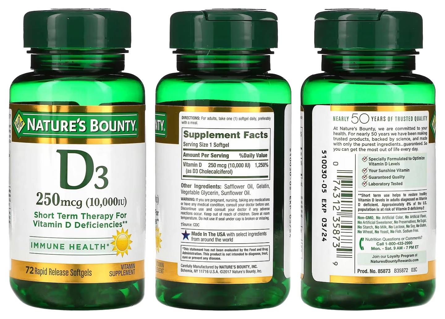 Nature's Bounty, D3 packaging