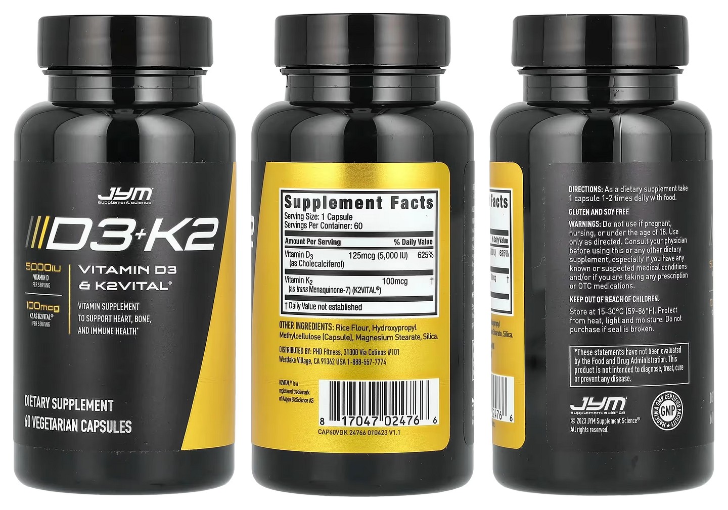 JYM Supplement Science, D3+K2 packaging