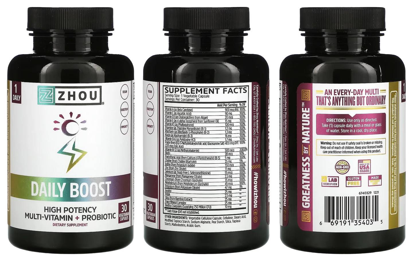 Zhou Nutrition, Daily Boost packaging