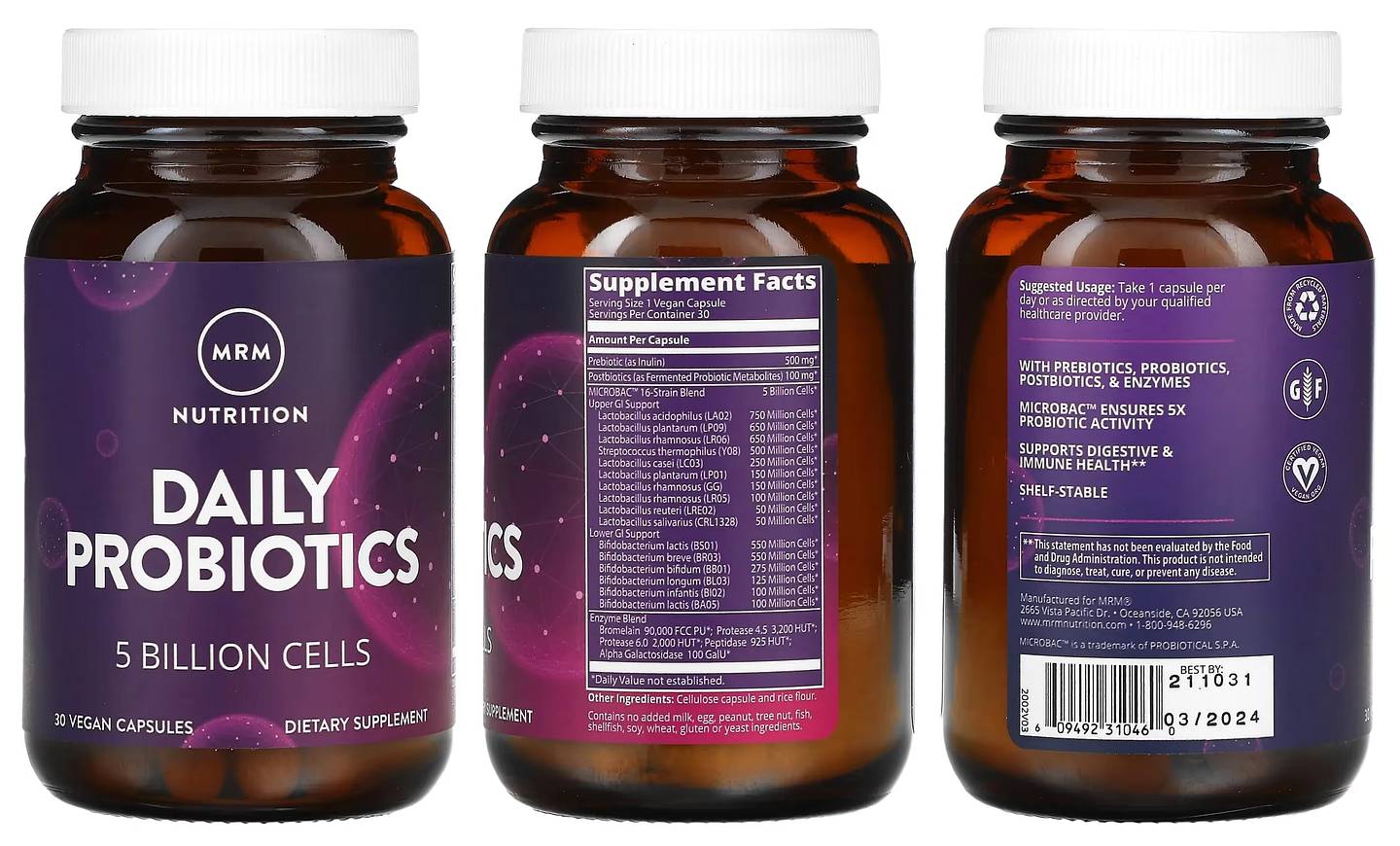 MRM Nutrition, Daily Probiotics packaging