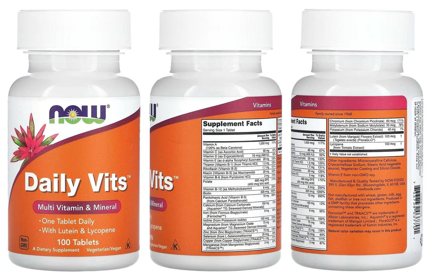 NOW Foods, Daily Vits, Multi Vitamin & Mineral packaging