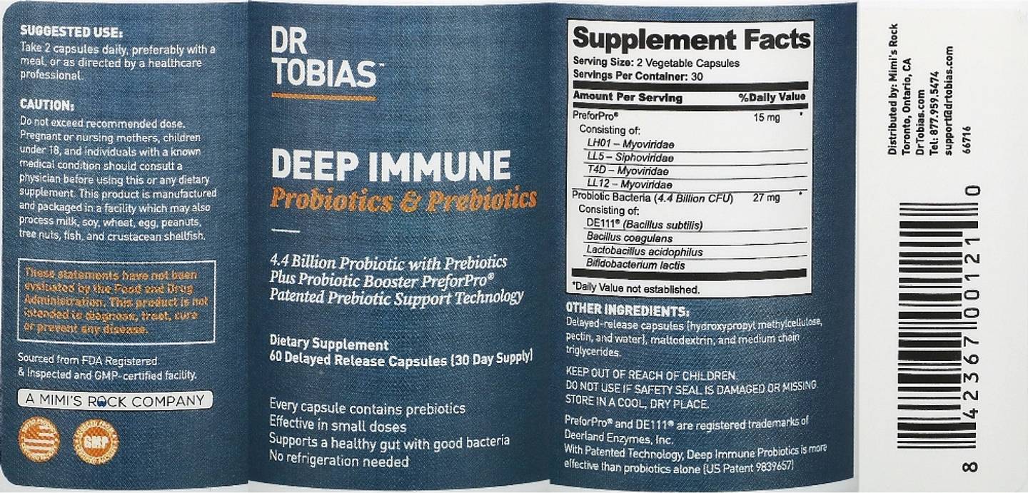 Dr. Tobias, Deep Immune, Probiotics & Prebiotics label