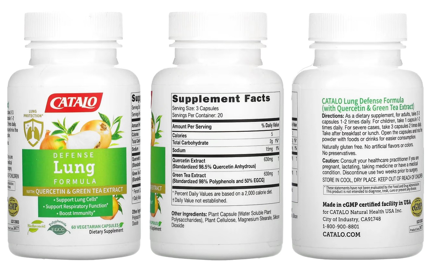 Catalo Naturals, Defense Lung Formula with Quercetin & Green Tea Extract packaging