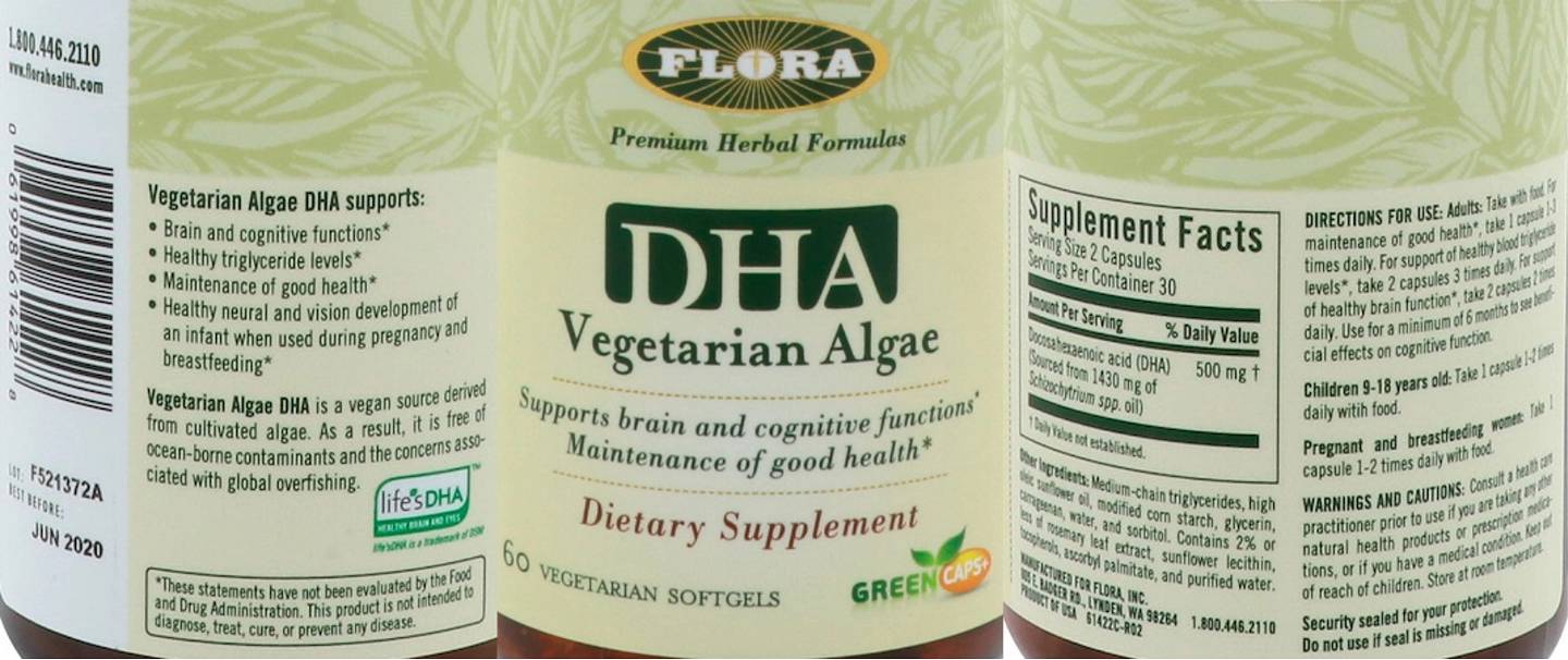Flora, DHA Vegetarian Algae label