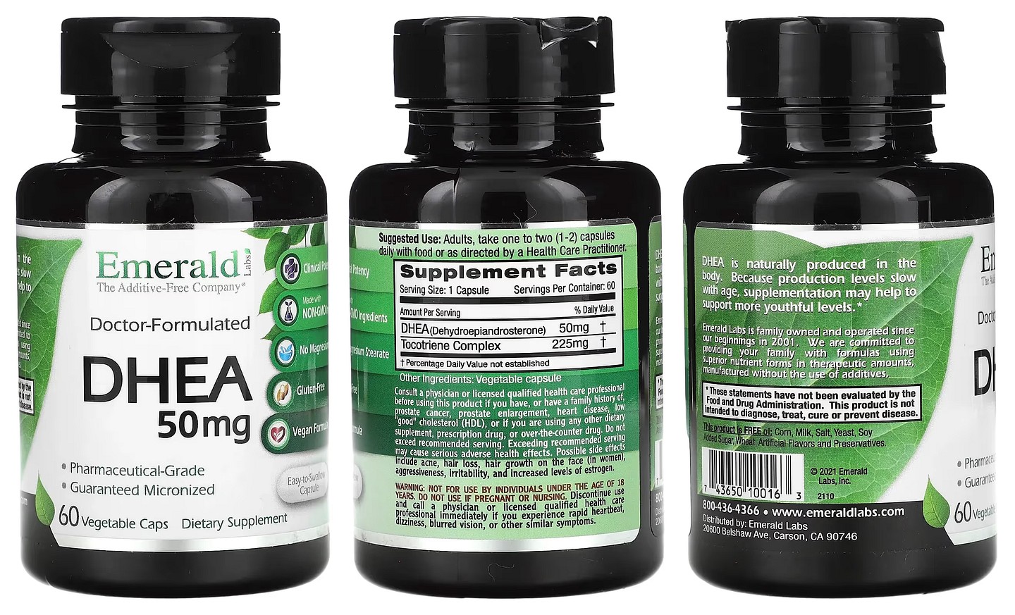 Emerald Laboratories, DHEA packaging