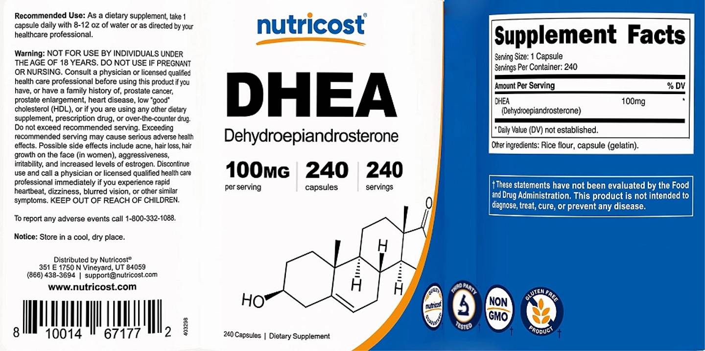 Nutricost, DHEA label